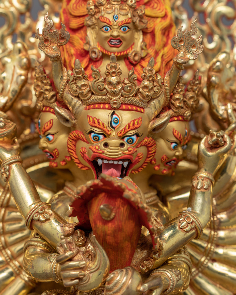 Yamantaka with consort Statue |  Handcrafted Buddhist Scuplture