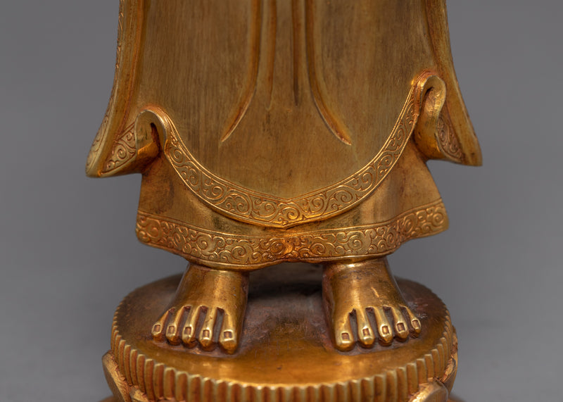 Standing Shakyamuni Buddha Statue | Gold Glided Traditional Art