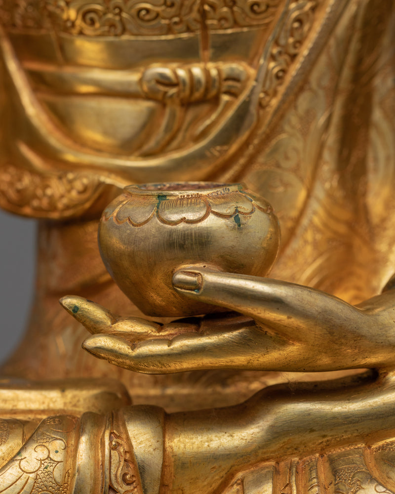 Seated Buddha Shakyamuni Sculpture | Gold Glided Traditional Art