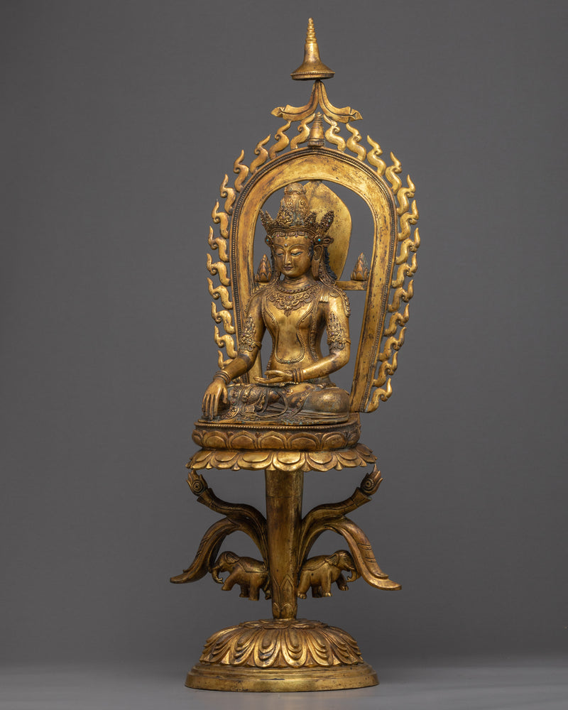 Crowned Shakyamuni Buddha Sculpture | Hand-Carved Statue