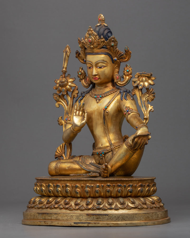 The Buddha Of Wisdom Sculpture | Traditionally Carved Tibetan Bodhisattva Art