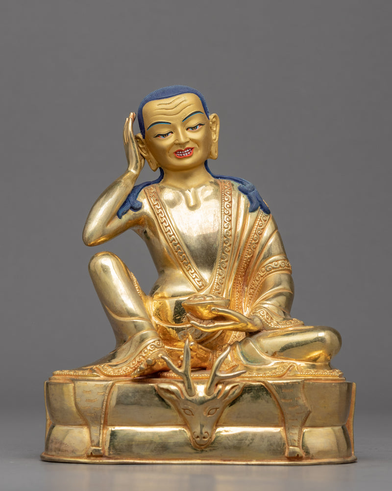 Traditional Buddhist Master Gold Gilded Statue Set | Traditionally Hand Carved Art