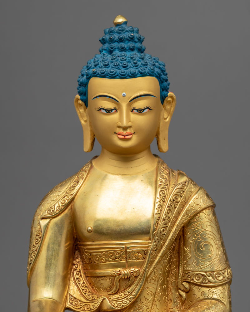 Sri Siddhartha Gautama Buddha Statue | Tibetan Art Plated with Gold