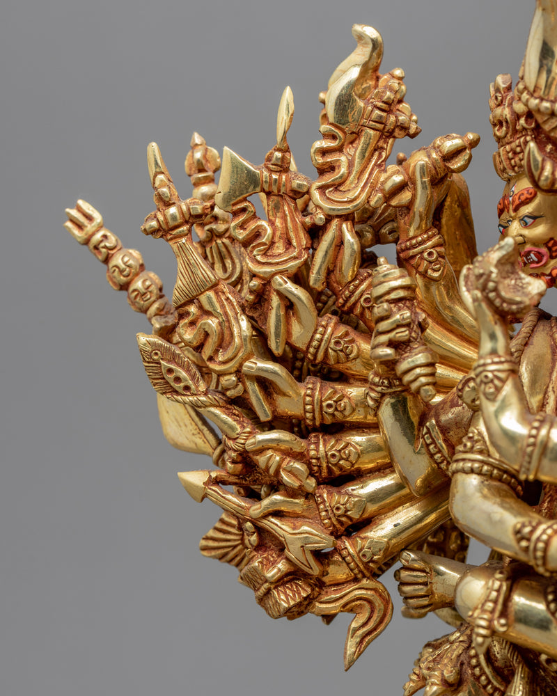 Gold Gilded Yamantaka Himalayan Art | Traditional Tibetan Yidam Artcraft