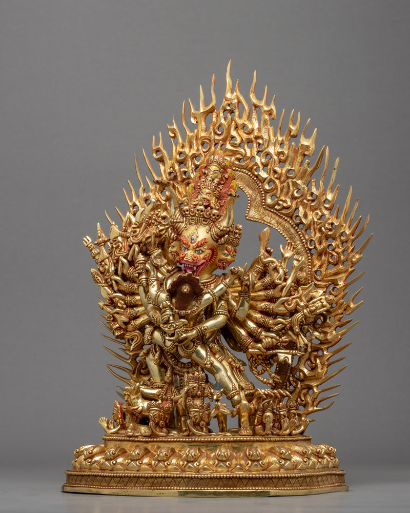 Gold Gilded Yamantaka Himalayan Art | Traditional Tibetan Yidam Artcraft