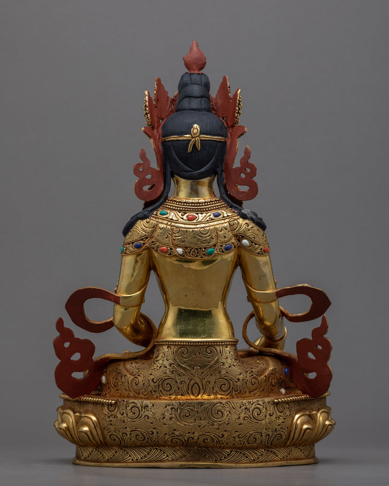 Ksitigarbha Bodhisattva Gold Gilded Statue | Tibetan Bodhisattva Gold Gilded Art