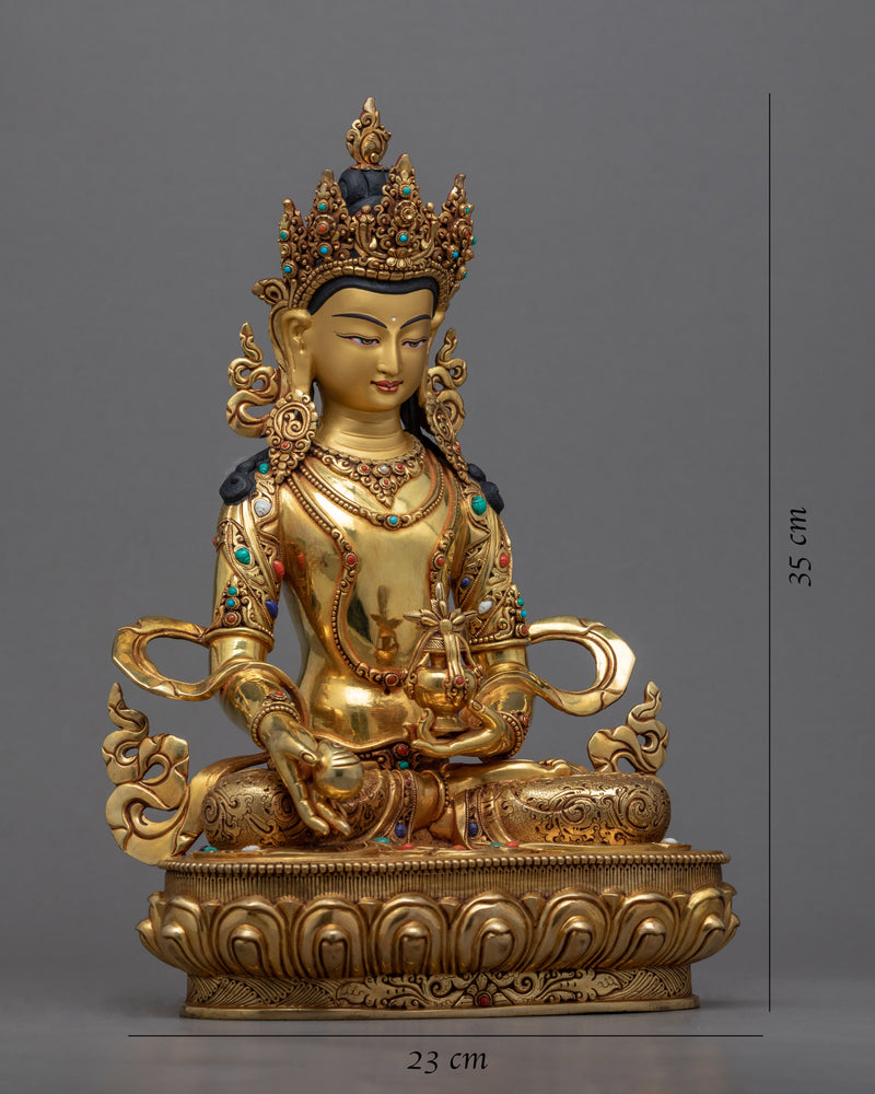 Ksitigarbha Bodhisattva Gold Gilded Statue | Tibetan Bodhisattva Gold Gilded Art