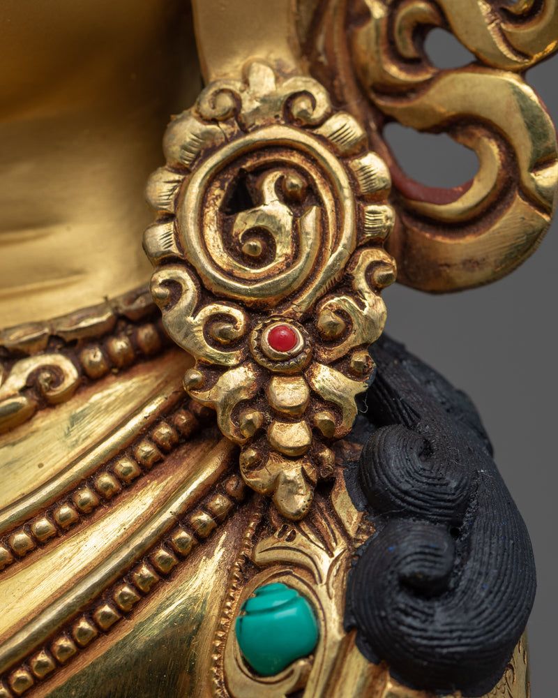 Ksitigarbha Bodhisattva Gold Gilded Statue | Tibetan Bodhisattva Gold Gilded Art