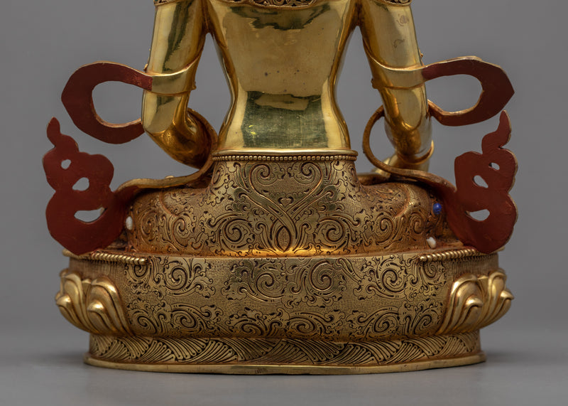 Ksitigarbha Bodhisattva Gold Gilded Statue | Tibetan Bodhisattva Gold Gilded Art