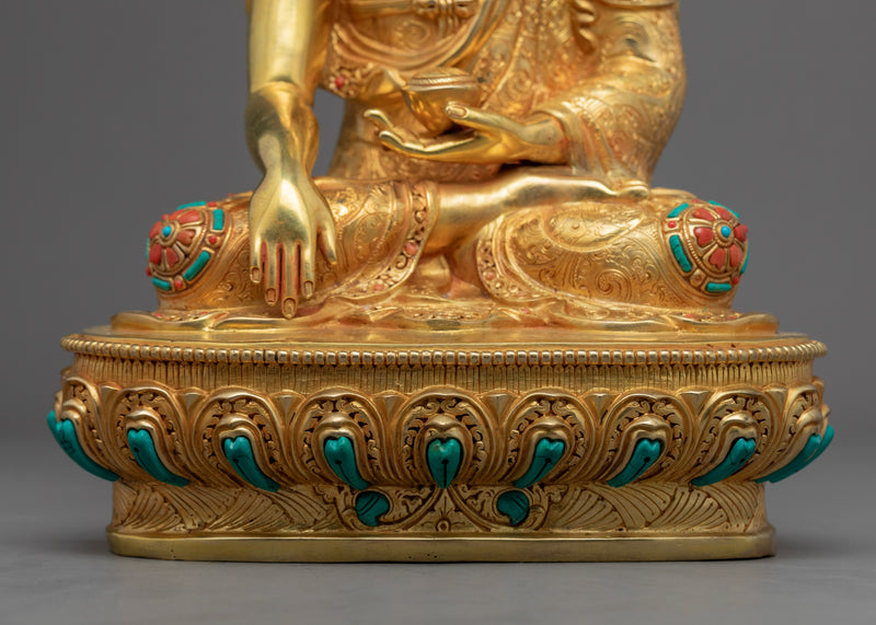 Historical Enlightened Buddha Statue | Himalayan Gold Gilded Statue For Meditation