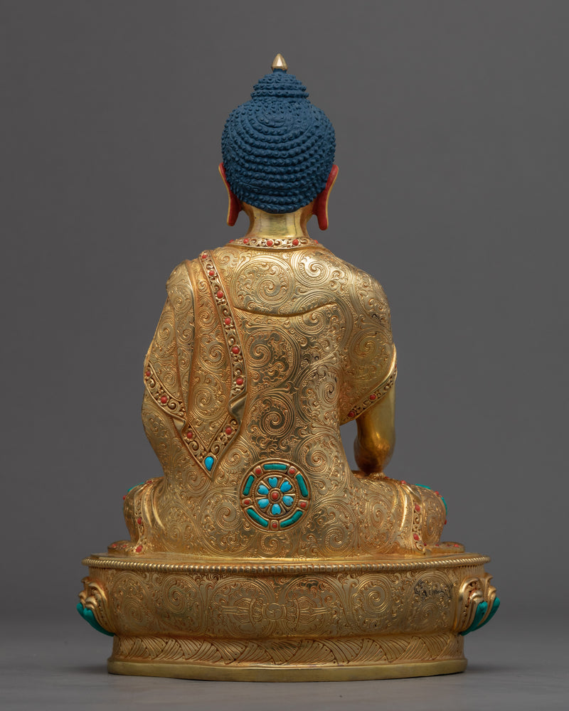 Historical Enlightened Buddha Statue | Himalayan Gold Gilded Statue For Meditation