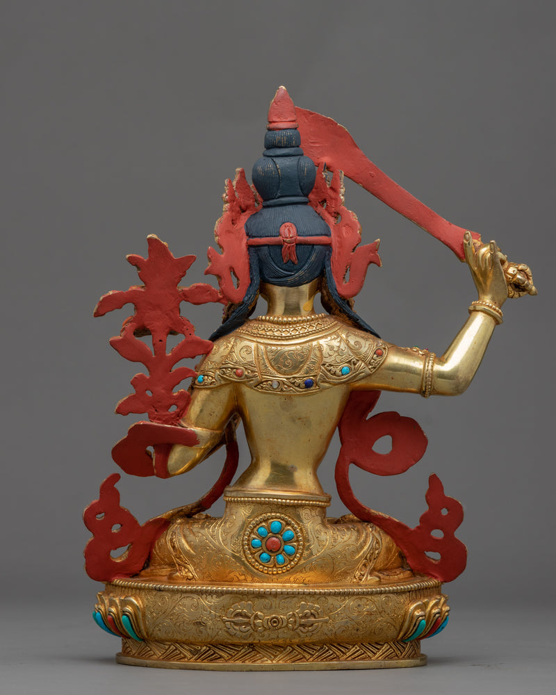 Manjushri Meditation Sculpture | Sword Of Knowledge Clutching Deity Manjushri Statue