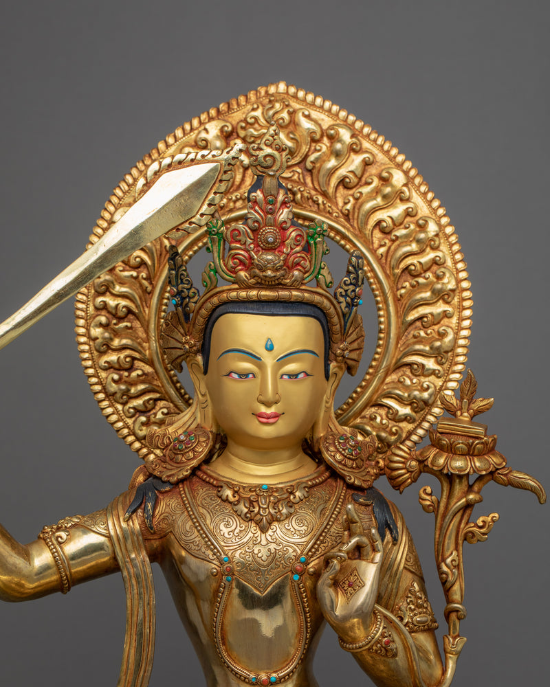 Manjushri Bodhisattva of Wisdom Sculpture | Handmade Figurine