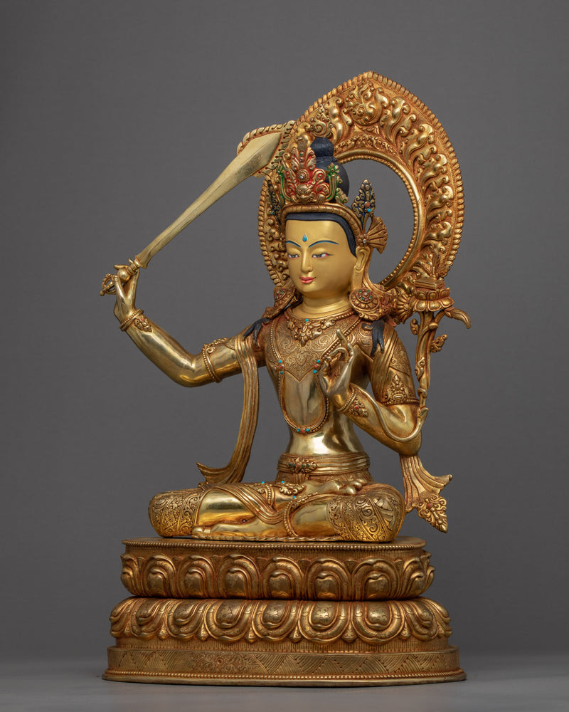 Manjushri Bodhisattva of Wisdom Sculpture | Handmade Figurine