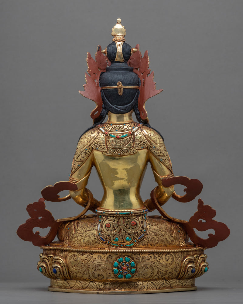 Gold-Gilded Statue For Amitayus Short Mantra Practice | Traditional Buddhist Art