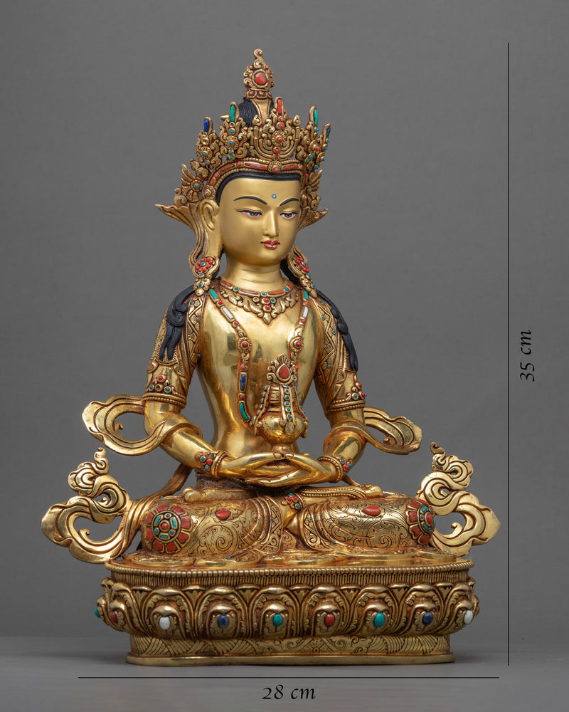 Gold-Gilded Statue For Amitayus Short Mantra Practice | Traditional Buddhist Art