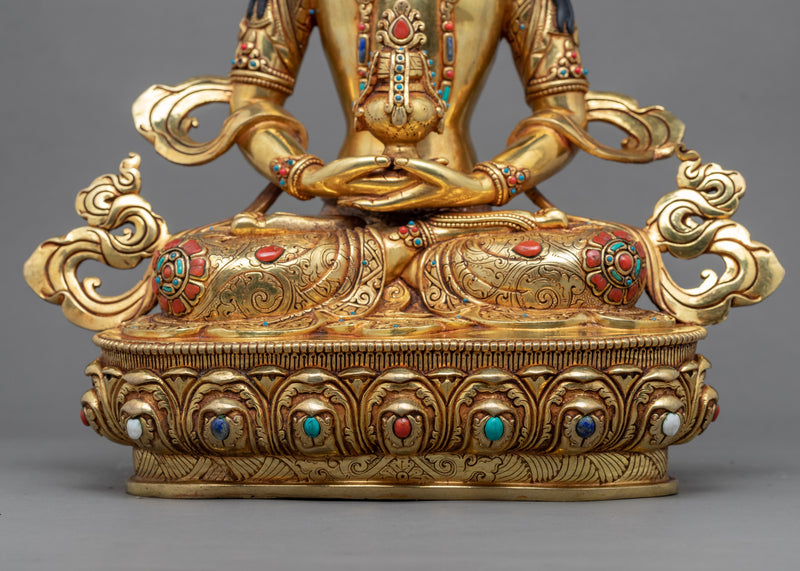 Gold-Gilded Statue For Amitayus Short Mantra Practice | Traditional Buddhist Art