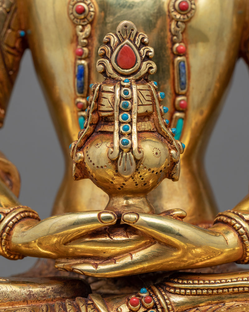 Gold-Gilded Statue For Amitayus Short Mantra Practice | Traditional Buddhist Art