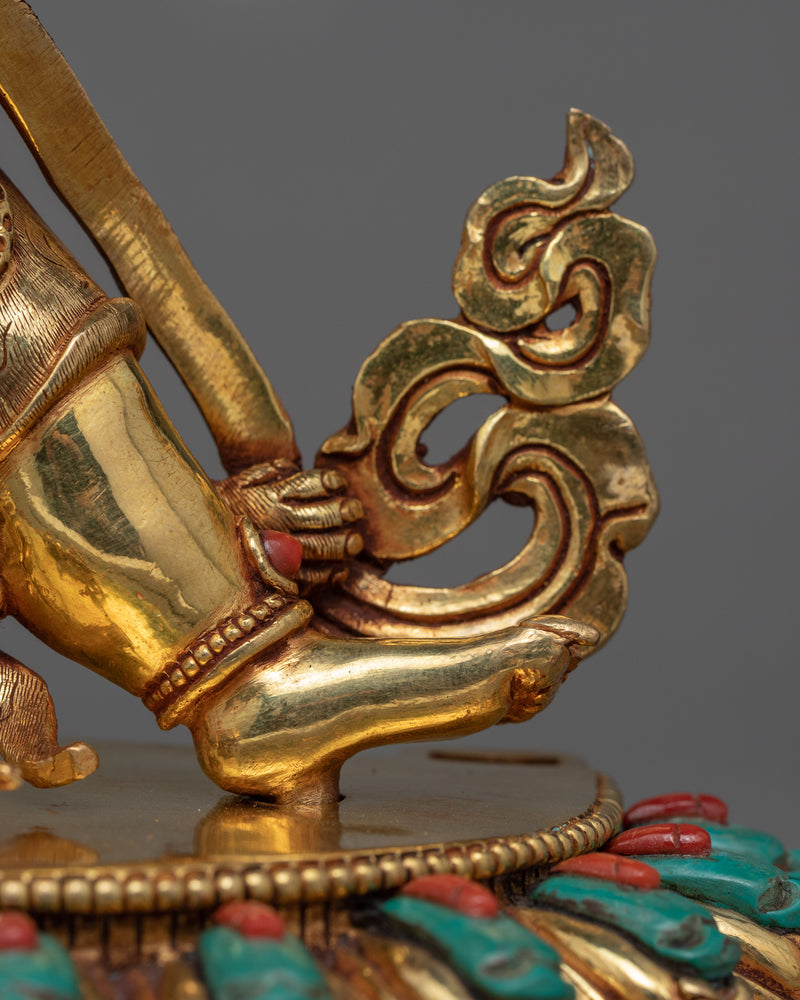 Gold Gilded Vajrapani Face Statue | Traditional Himalayan Art