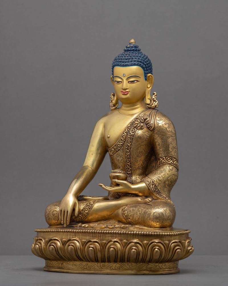 Shakyamuni Buddha Golden Statue | Gold-Gilded Historical Buddha Figurine