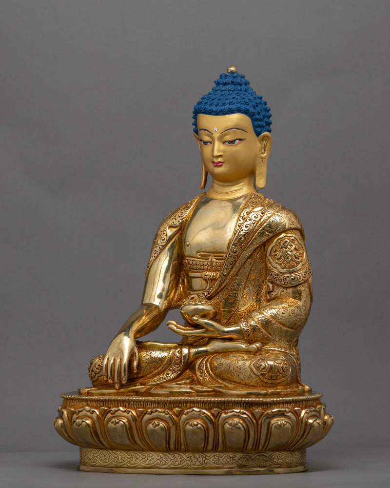 24K Gold Buddha Shakyamuni Statue | Gold-Plated Himalayan Artwork