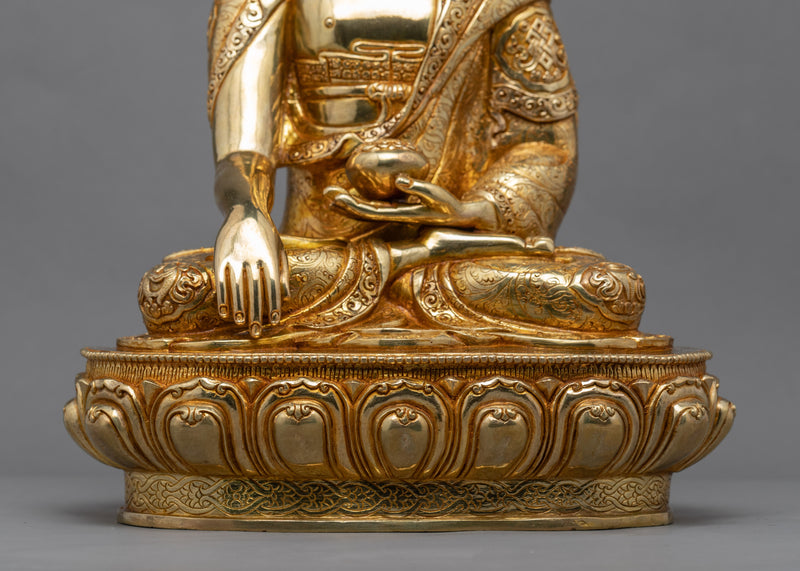 24K Gold Buddha Shakyamuni Statue | Gold-Plated Himalayan Artwork