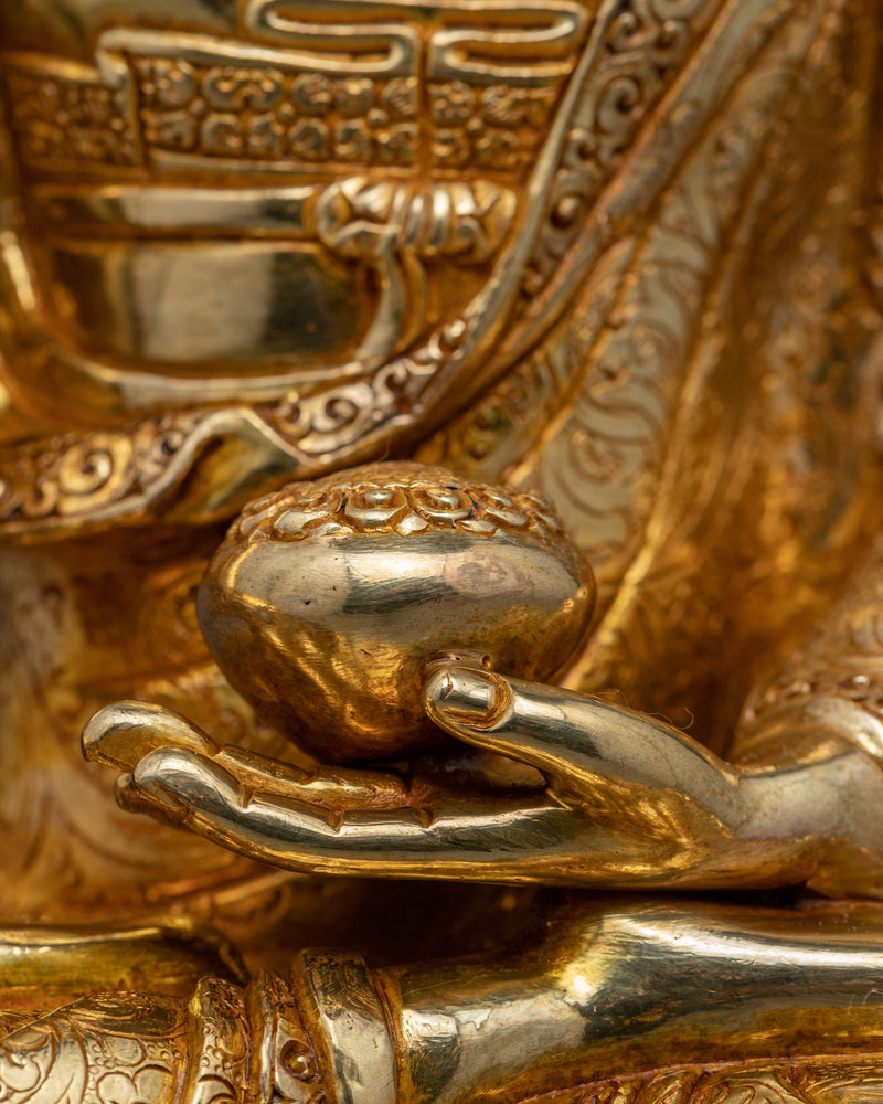 24K Gold Buddha Shakyamuni Statue | Gold-Plated Himalayan Artwork