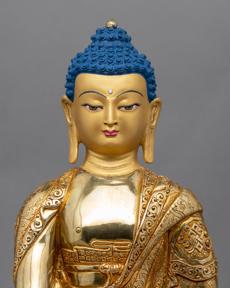 24K Gold Buddha Shakyamuni Statue | Gold-Plated Himalayan Artwork