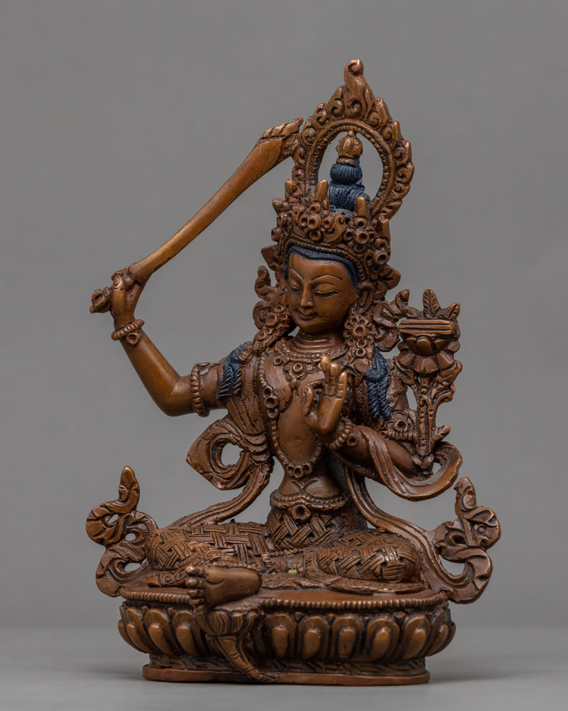 Manjushri Empowerment Statue | Traditional Buddhist Copper Art