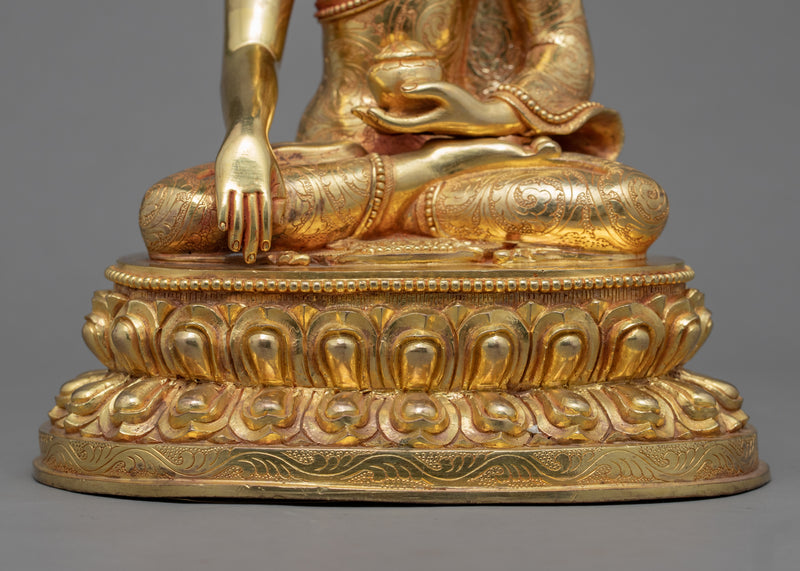 Traditional Gold Buddha Statue Home Decor | Gold-Plated Himalayan Artwork