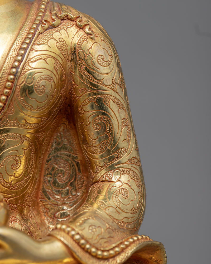 Traditional Gold Buddha Statue Home Decor | Gold-Plated Himalayan Artwork