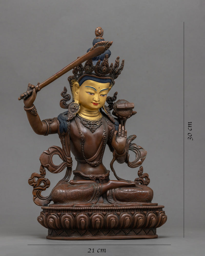 Manjushri Mudra Practice Statue | Historical Tibetan Buddhist Artwork