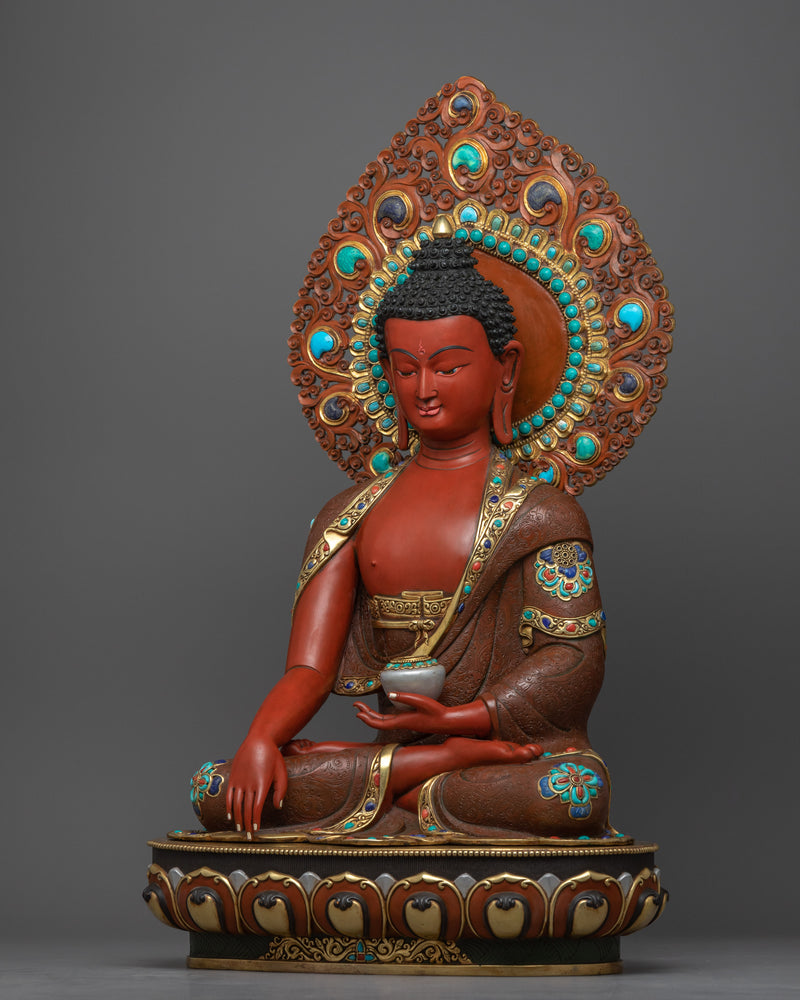 Traditional Tibetan Gold Buddha Monastery Statue | Buddhist Deity Figurine For Ritual