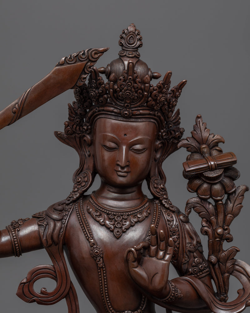 Manjushri Empowerment Sculpture | Tibetan Bodhisattva Of Wisdom Copper Statue