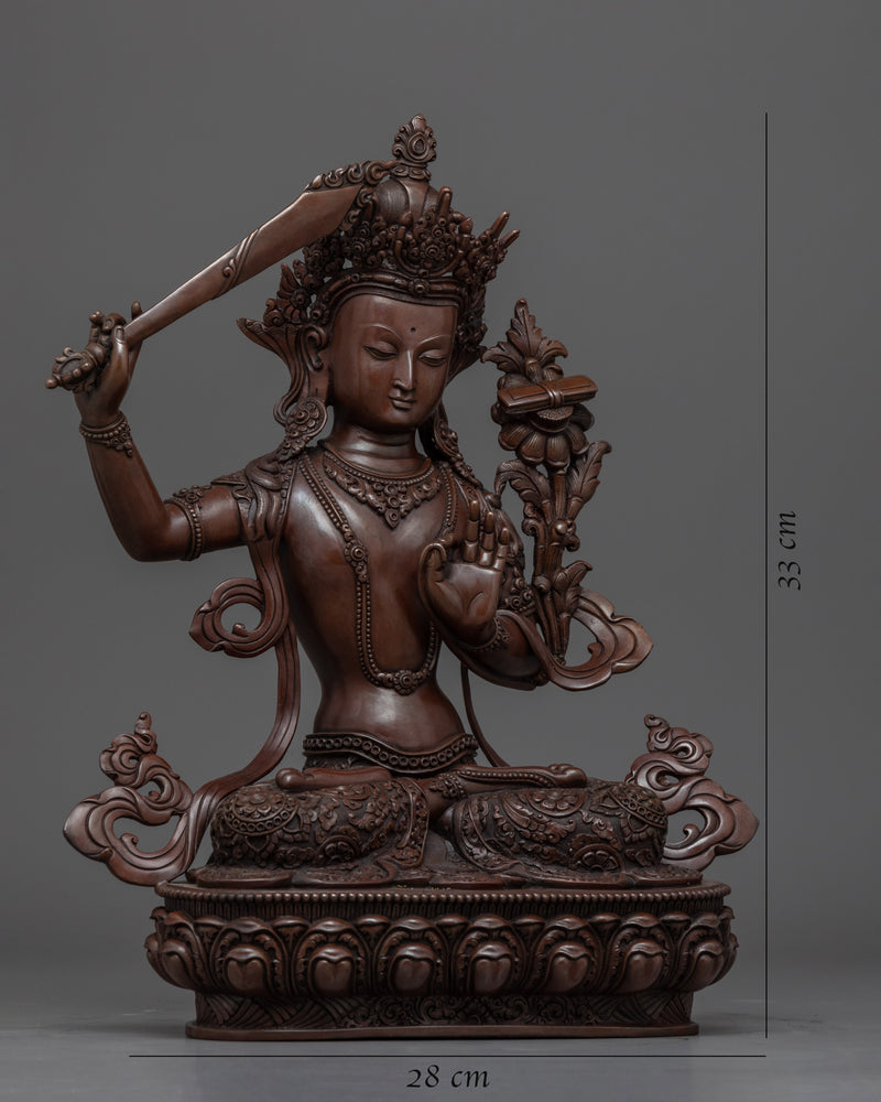 Manjushri Empowerment Sculpture | Tibetan Bodhisattva Of Wisdom Copper Statue