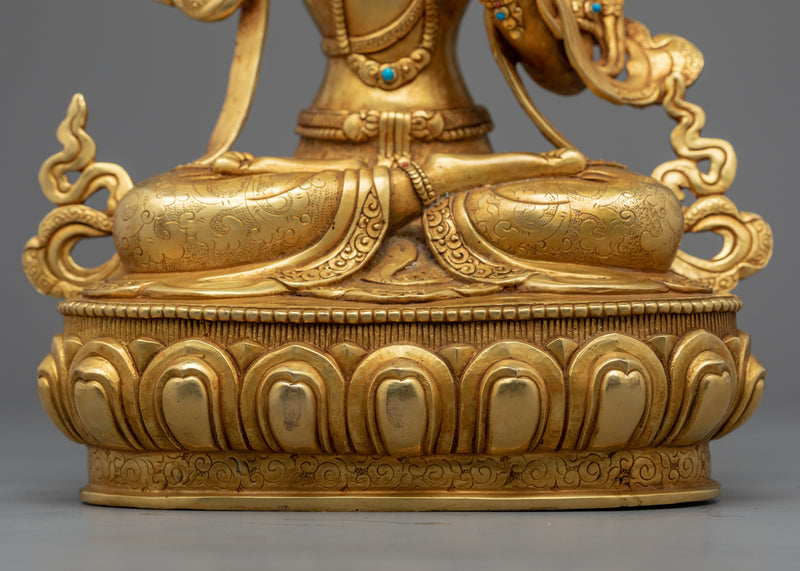 Statue For Aspirations Of Manjushri | 24-Karat Gold Gilded Statues