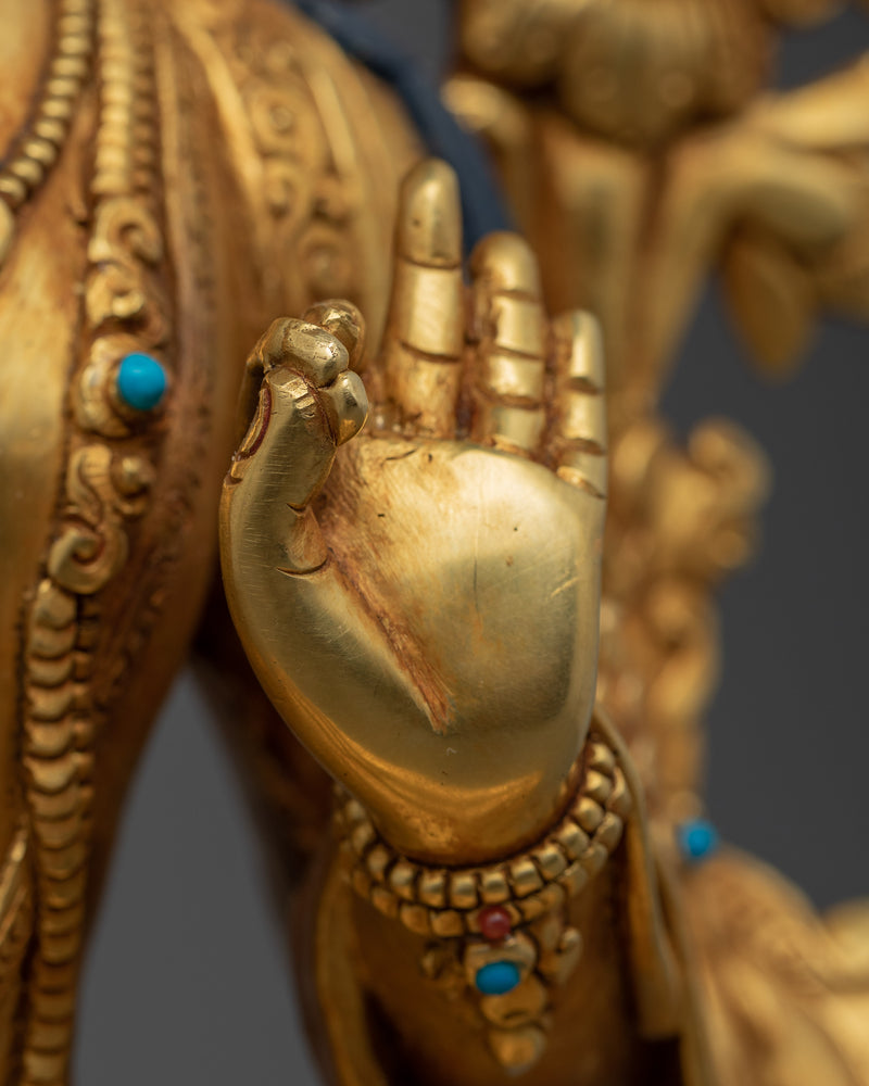 Statue For Aspirations Of Manjushri | 24-Karat Gold Gilded Statues