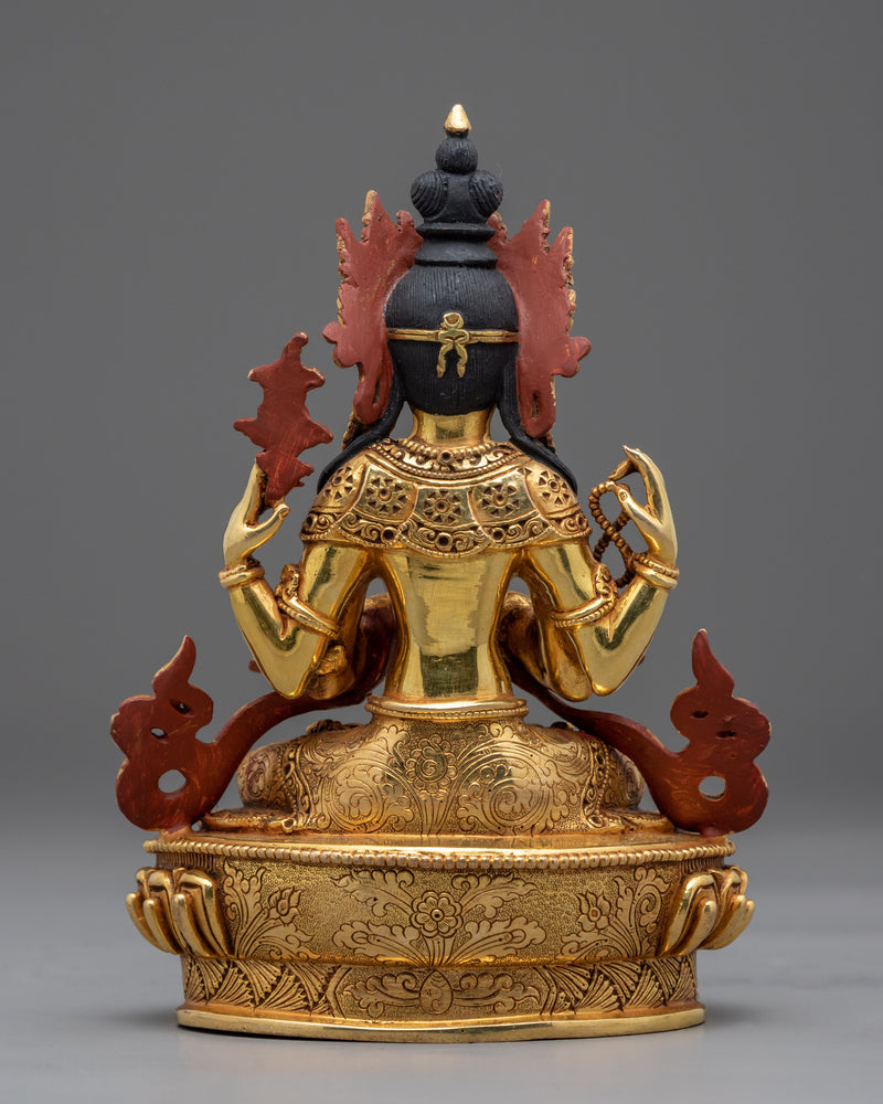 Mantra Of Compassion Avalokiteshvara | Golden Statue of 4 Armed Chenrezig