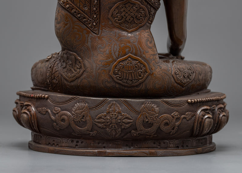 Statue With Shakyamuni Buddha Title | Himalayan Oxidized Art