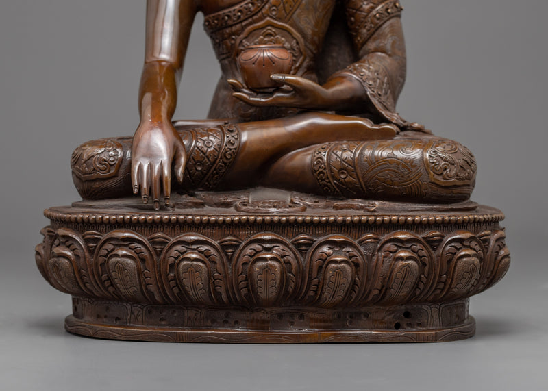 Statue With Shakyamuni Buddha Title | Himalayan Oxidized Art