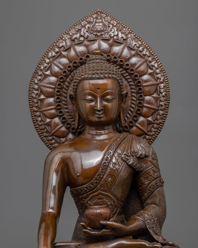 Statue With Shakyamuni Buddha Title | Himalayan Oxidized Art