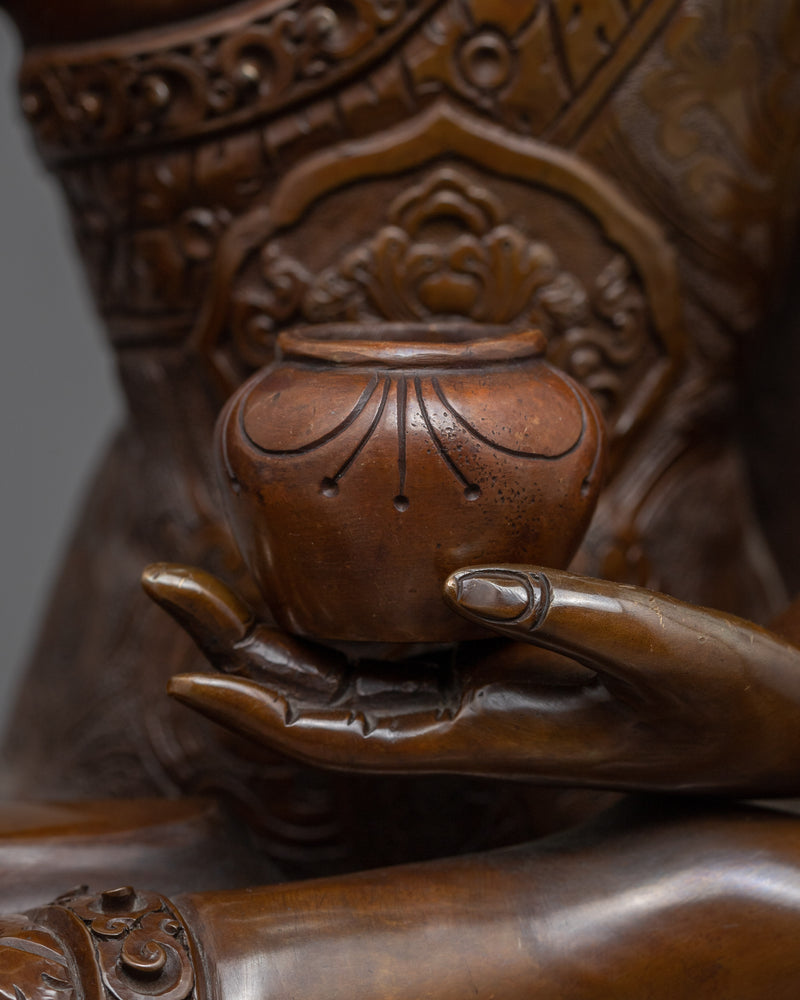 Statue With Shakyamuni Buddha Title | Himalayan Oxidized Art