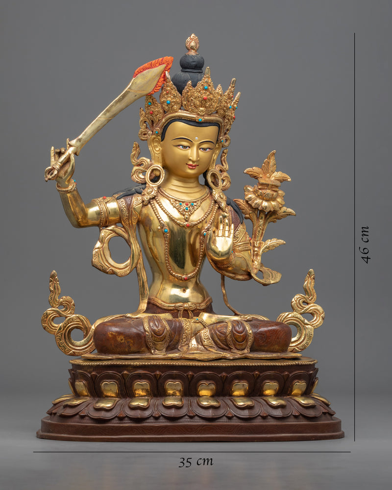 Manjushri Deity of Wisdom Statue | Traditional Himalayan Art