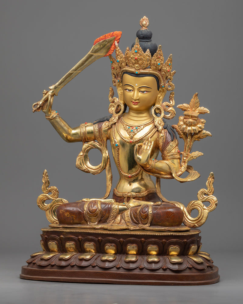 Manjushri Deity of Wisdom Statue | Traditional Himalayan Art