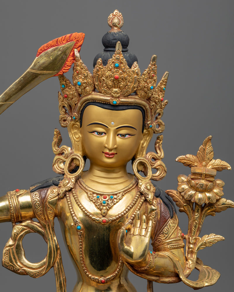 Manjushri Deity of Wisdom Statue | Traditional Himalayan Art