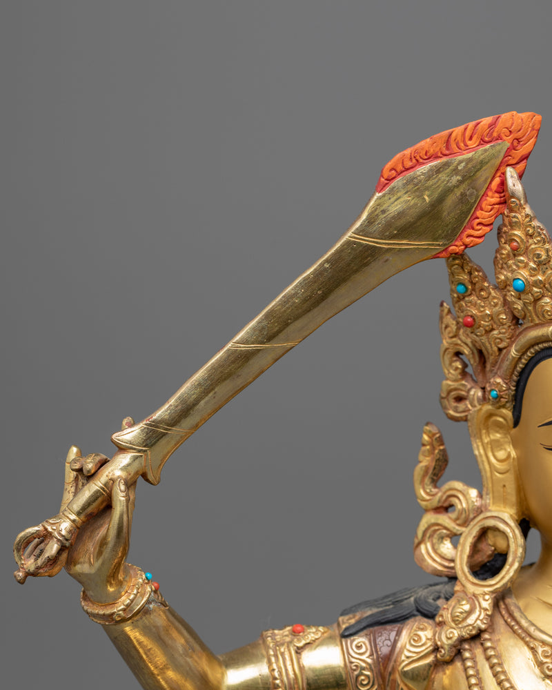 Manjushri Deity of Wisdom Statue | Traditional Himalayan Art