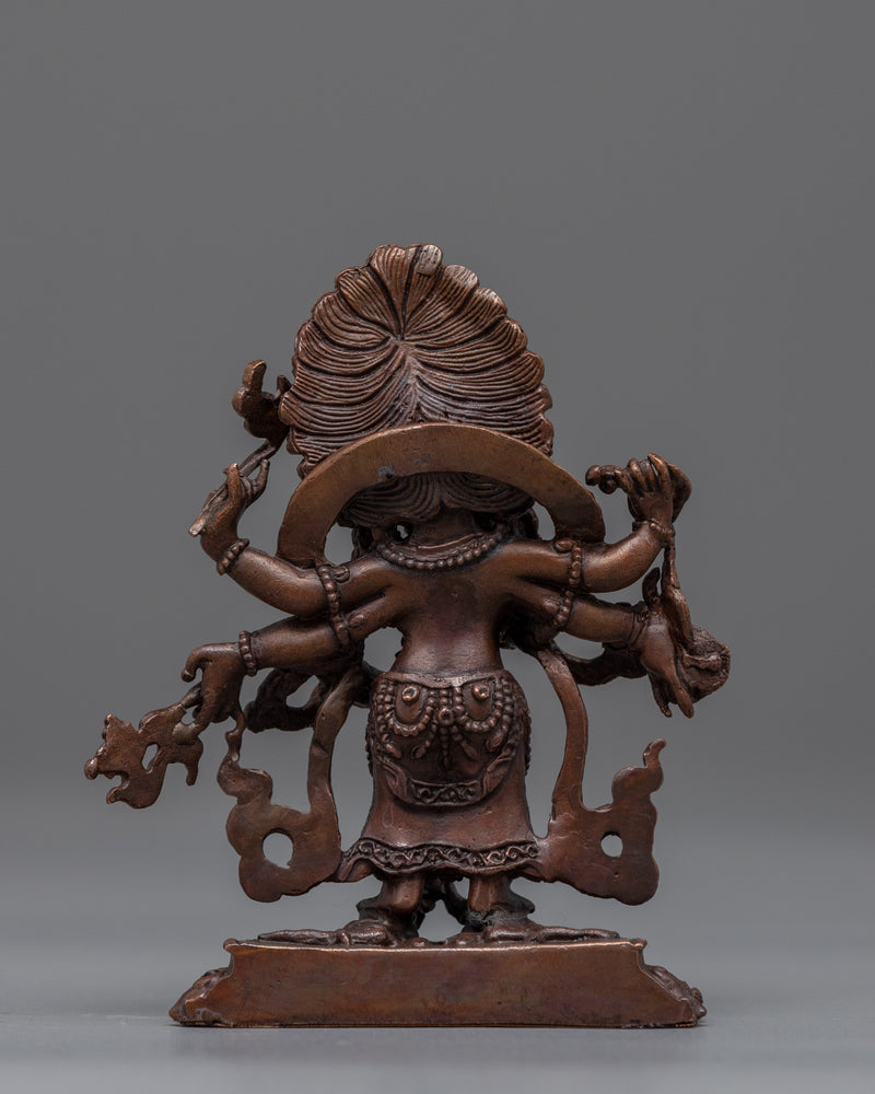 6 Armed White Mahakala Statue | Himalayan Miniature Sculpture