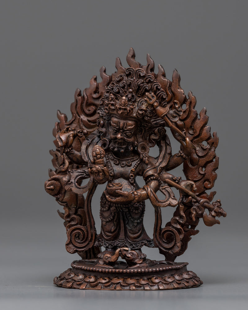 6 Armed White Mahakala Statue | Himalayan Miniature Sculpture