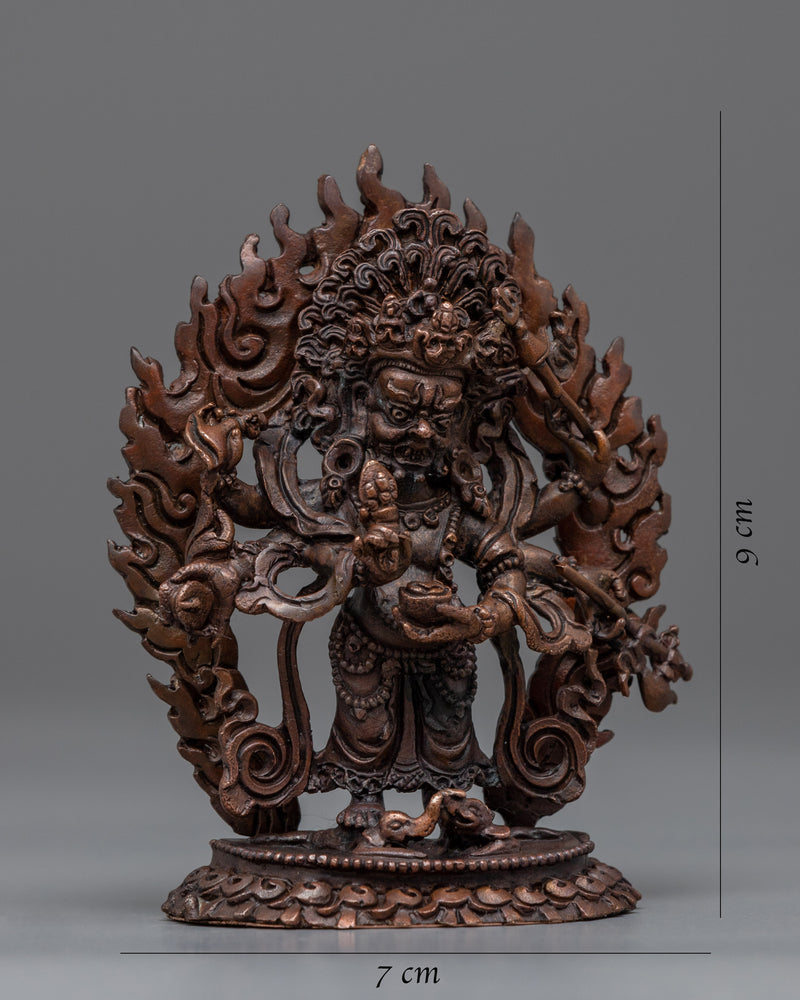 6 Armed White Mahakala Statue | Himalayan Miniature Sculpture