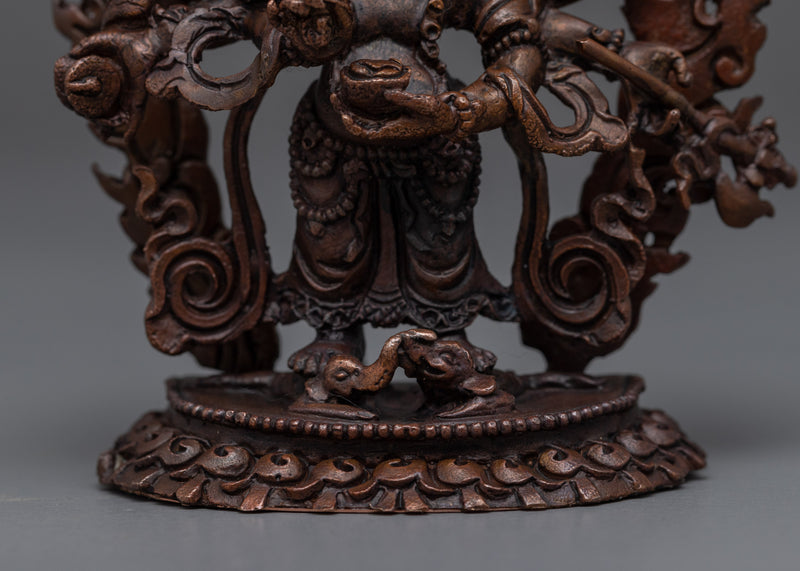 6 Armed White Mahakala Statue | Himalayan Miniature Sculpture